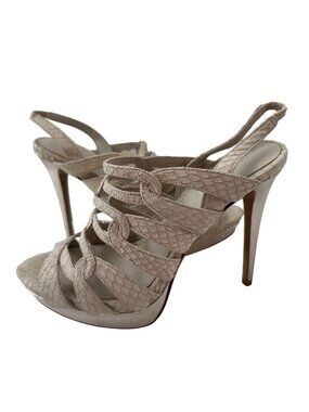 ELIE TAHARI Taupe Beige Leather Slingback Heels Size 39/9